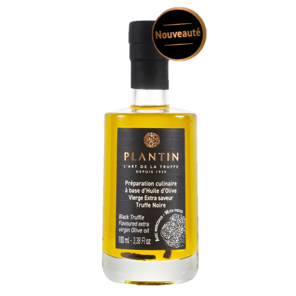 Huile d'olive vierge extra truffe noire 100ml avec morceaux - Plantin